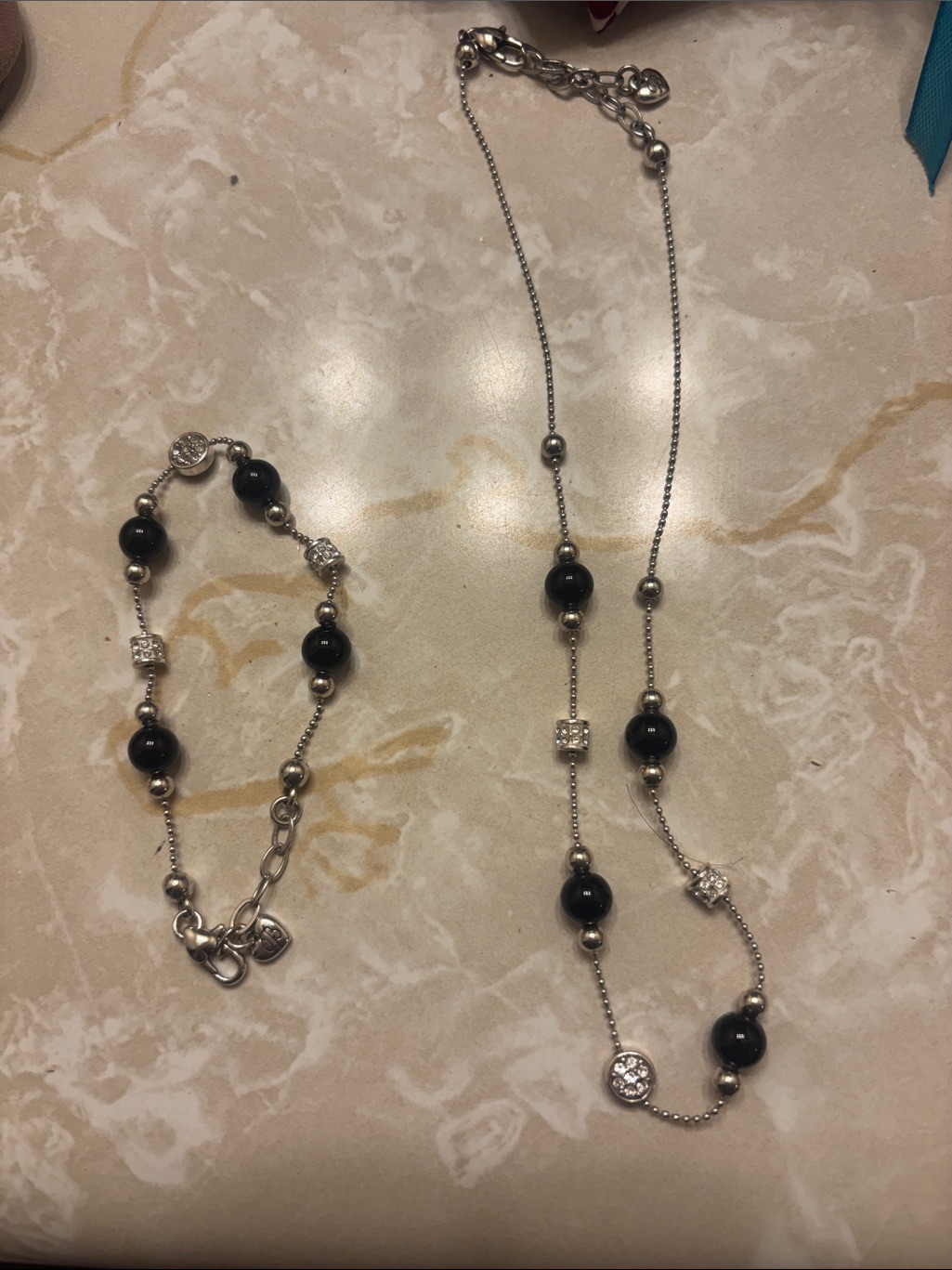 Brighton Black Bead And Silver Accent Necklace Set